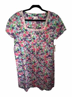 VNTG Pink KMART Floral Housecoat in Turquoise, Purple, Pink